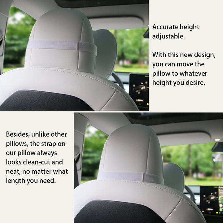 1Pc White Tesla Embroidery Memory Foam Car Seat Neck Headrest