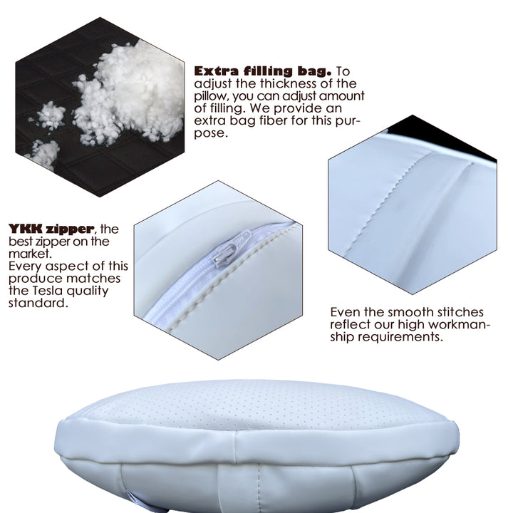 TESBEAUTY Headrest Pillow Nappa Leather 2 Packs for Model Y/3 White De